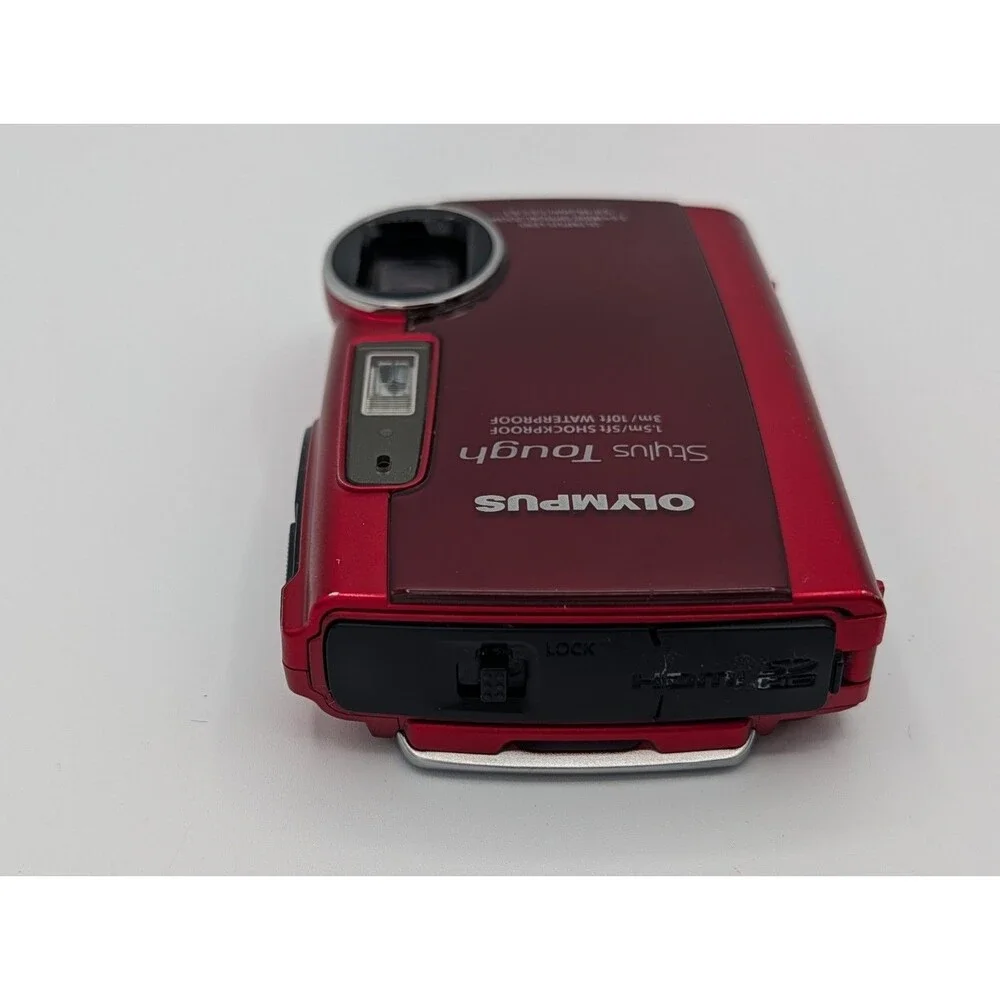 Olympus Stylus Tough 3000 12MP Red Waterproof Camera Bundle w/Case Batteries
